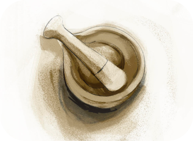 Mortar and pestle illustration